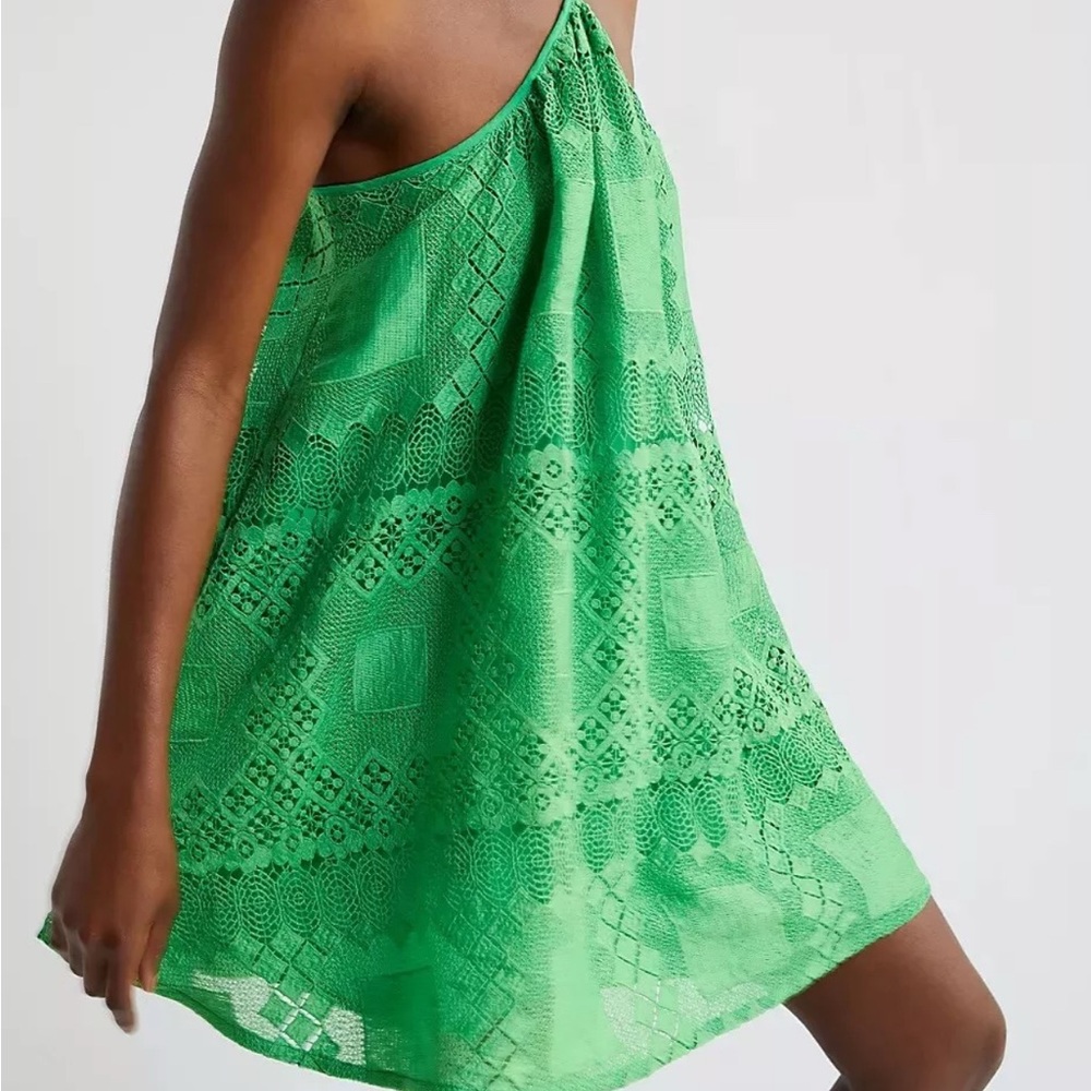 Anthropologie Green Lace Sleeveless Dress SZ XS
